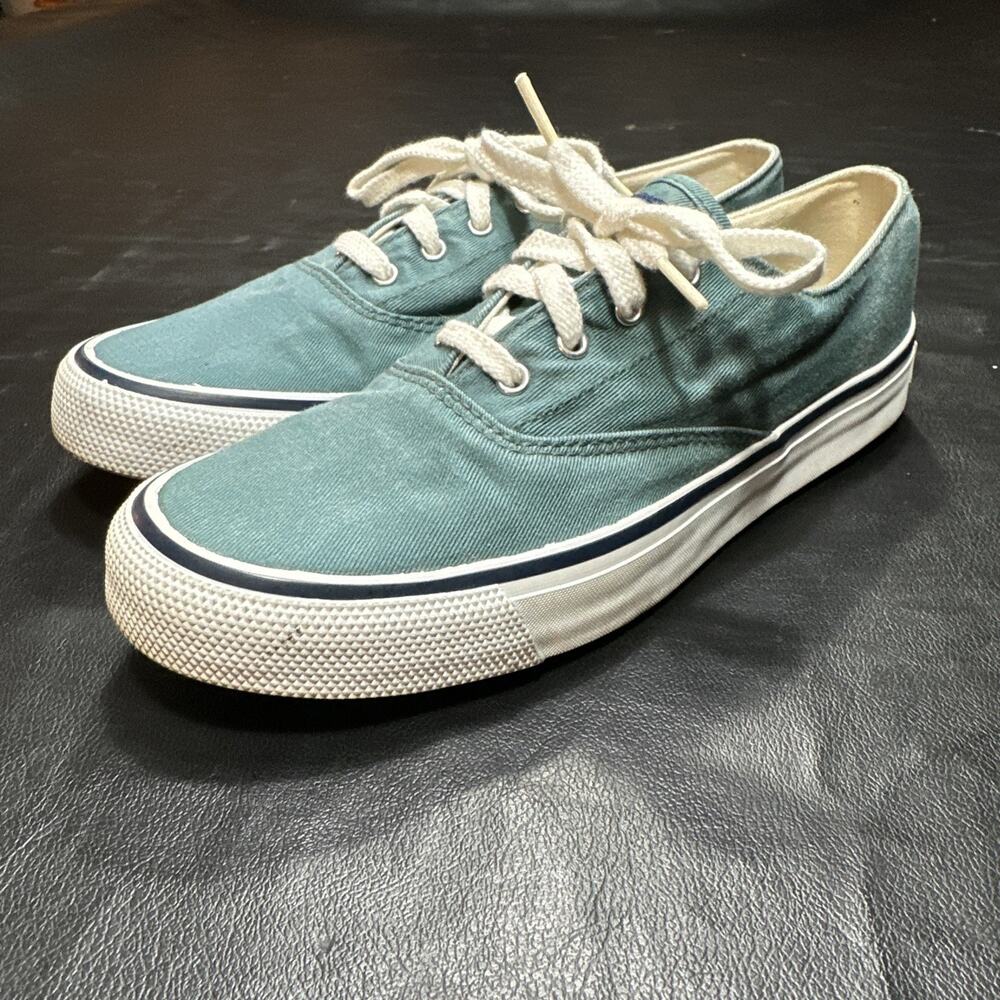 Sperry Teal Canvas Low-Top Sneakers with White Soles
